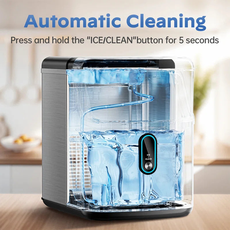 35 Lb. Nugget Stainless Steel Kitchen Countertop Ice Makers, Daily Production Chewable Ice Maker Machine for Camping and Party